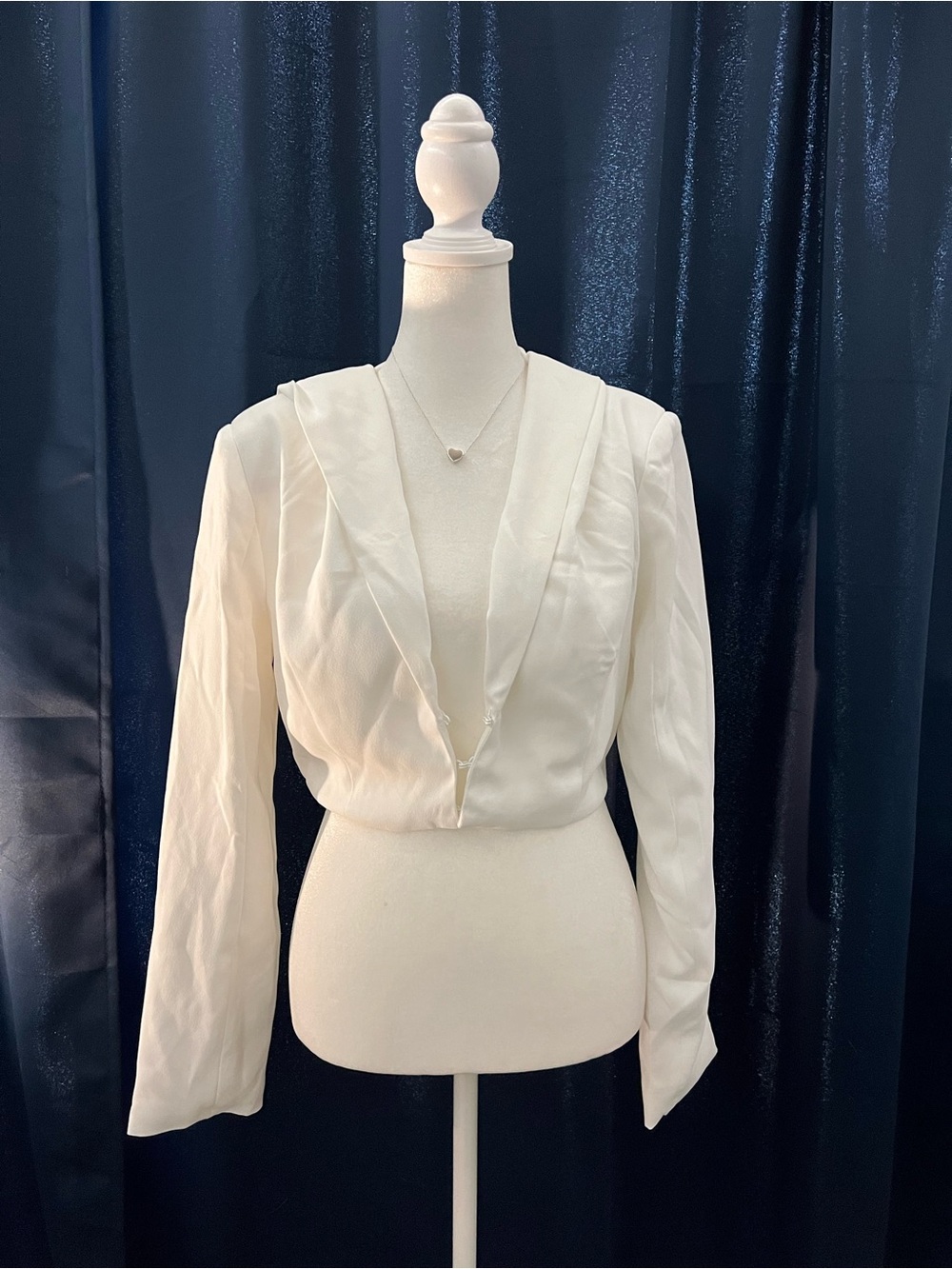 Forever 21 White Cropped Blazer Shawl Collar Structured Shoulder Womens S NWT